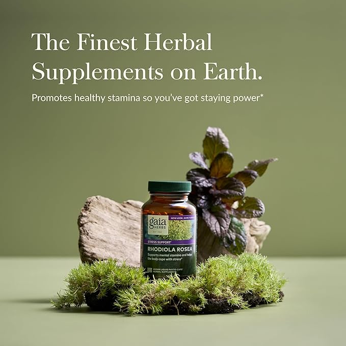 Gaia Herbs Rhodiola Rosea - Stress Support Supplement Traditionally for Supporting Healthy Stamina and Endurance - With Siberian Rhodiola Root Extract - 120 Vegan Liquid Phyto-Capsules (60-Day Supply)