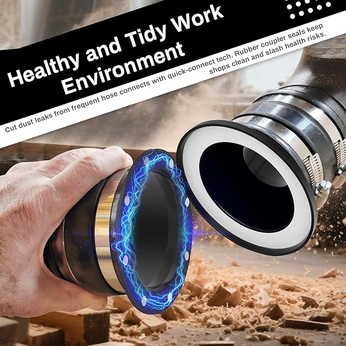4" to 2.5" Magnetic Dust Collection Quick Connect Kit with Quick Connect Magnetic Fittings for Dust Collectors, Efficiently Transfer Hoses Between Machines