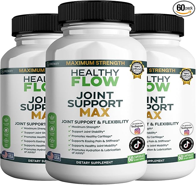 Healthy Flow Joint Support Max, 1500mg Glucosamine, 60 Capsules, Maximum Strength Joint Support Supplement (3)
