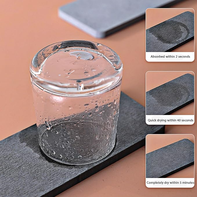 2 Pcs Water Absorbing Stone Trays, Kitchen/Bathroom Sink Soap Dish, Diatomite Tray Used for Hand Soap & Cosmetic Bottles in The Modern Home, 3.15" W x 10.2" L, Dark Gray