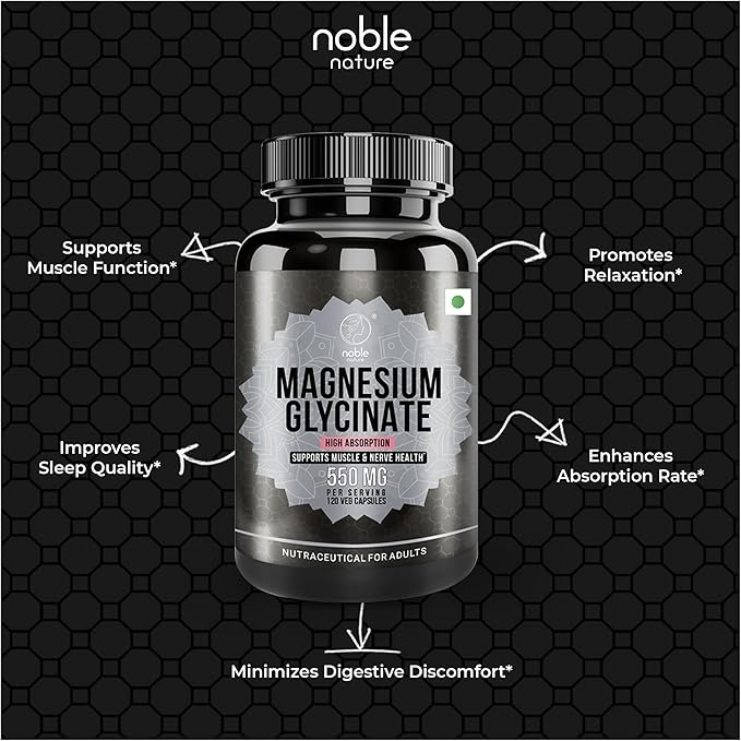 High Absorption Magnesium Glycinate 550mg - 120 Veg Capsules - 4 Months Supply