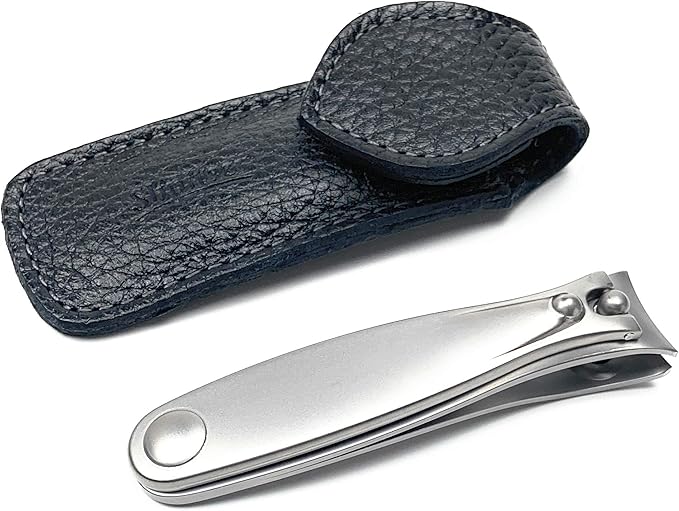 Shpitser Manicure and Pedicure Large Toenail Clipper, German Stainless Steel, Handmade in Solingen Germany, Large, 8cm, Leather Case (Black)