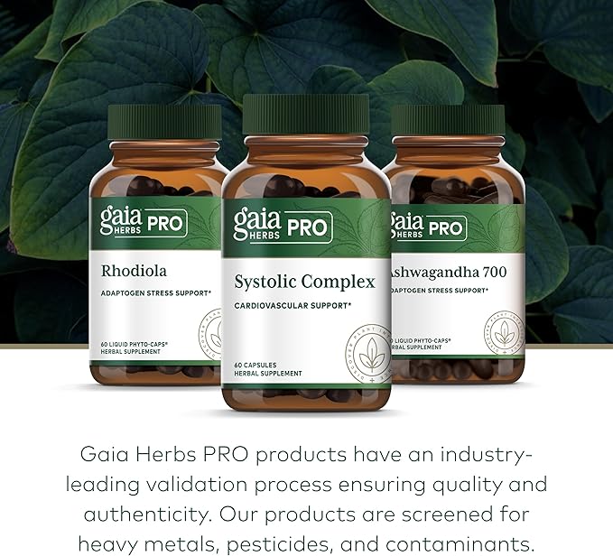 Gaia Herbs PRO Systolic Complex - Cardiovascular Support Supplement* - Pomanox Pomegranate Extract, Olive Leaf, Hibiscus, Grape Seed & Holy Basil - 60 Capsules (60 Servings)