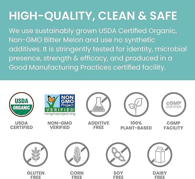 Himalaya Organic Bitter Melon - Herbal Glucose Metabolism Support - USDA Organic, Non-GMO, Vegan, Gluten Free, 660 mg, 60 Caplets (Pack of 2)