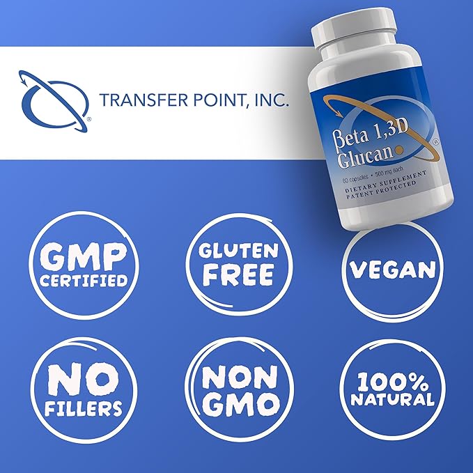 Immune Support Supplement Highly Purified Beta 1,3D Glucan (Pack of 3-500 mg b-glucan Fiber per Capsule)