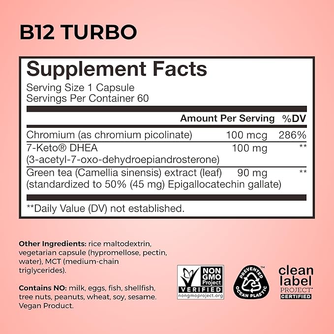 HUM B12 Turbo - Daily Energy & Calcium Support & Mood Support + Hormone Balance - Non-GMO, Gluten-Free, Vegan (30-Count)