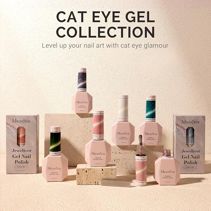 MelodySusie Jeweliver Cat Eye Gel Nail Polish, 0.5 Fl Oz Blue Glitter Holographic Magnetic Nail Polish with Magnet, UV Gel for Nail Art Manicure Salon DIY at Home C6687