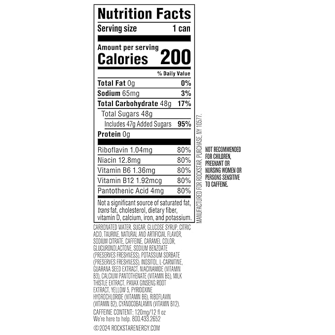 Rockstar Energy Drink, Original, 12oz Sleek Cans (Pack of 8)
