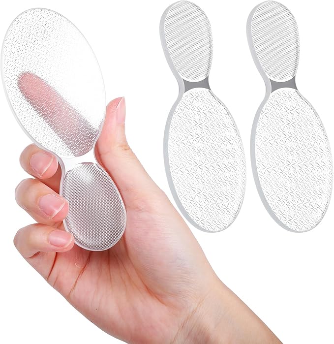 2 Pcs Glass Foot File Glass Nail File Set 8-Shaped Rough Smooth Side Callus Grinding Points Feet Files Foot Care Pedicure Tool Portable Feet Scrubber for Dead Skin Removal Cracking