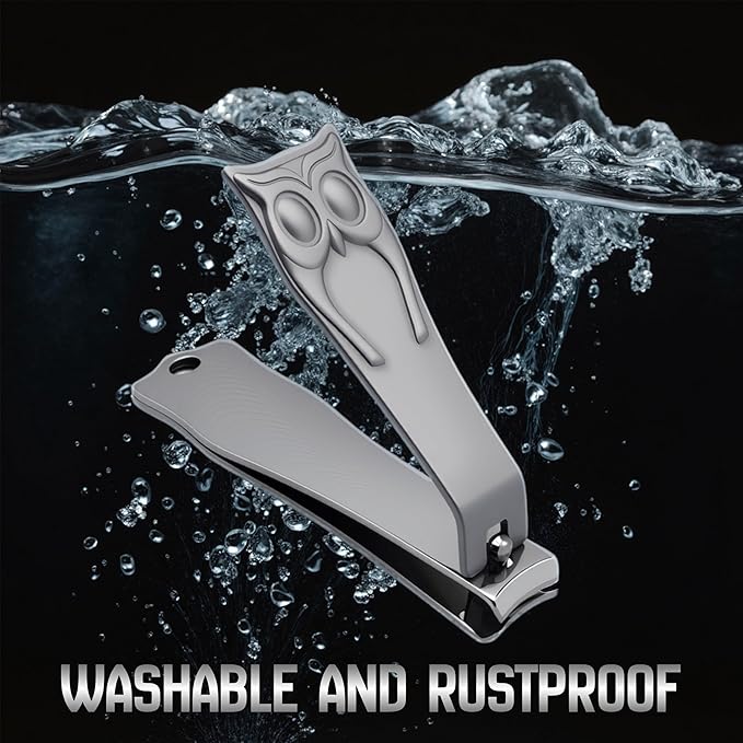 Stainless Steel Owl Toenail Clippers - Extra-Large Non-Slip Handle for Precise Trimming - Suitable for Men, Women and The Elderly - Professional-Grade Household Nail Clippers - Silver