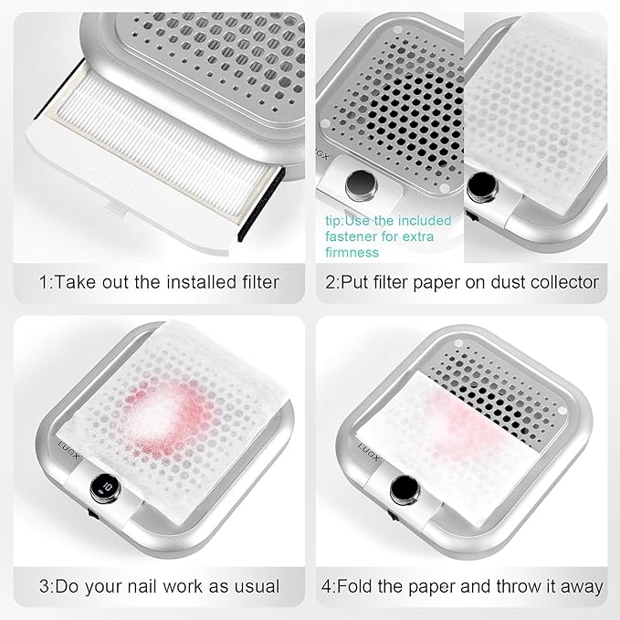 L'UGX Nail Dust Collector Filter Paper - 30 Sheets Efficient Filtering-LG621