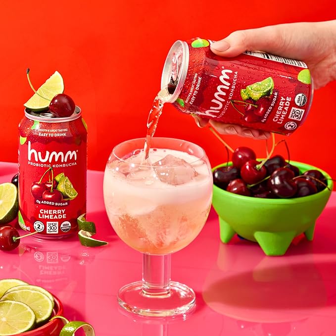 Humm Whole30 Approved Kombucha, Cherry Limeade, Organic, Vegan & GMO Free (12 Pack)