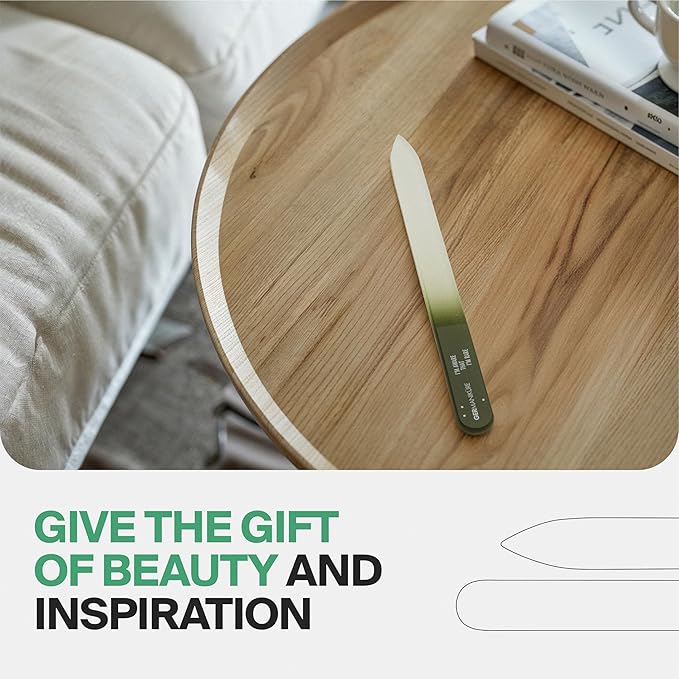 GERMANIKURE Glass Nail File in Suede Sleeve - Dear Mom I Love You - Professional Crystal Nail File for Natural Nails - Ideal Manicure & Pedicure Tool for Smooth, Easy Shaping - Nail Care Gift