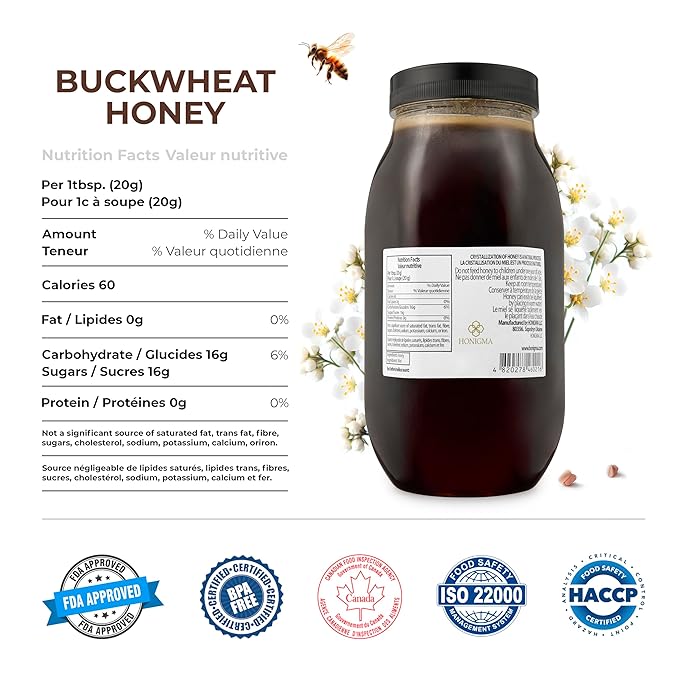 HONIGMA® Marma Buchwheat Honey | Authentic Raw Honey from Ukraine | 100% Pure, Unpasteurized & Fully Crystallized | 1000g/35.2oz | Naturally Solid Texture | Pack of 1