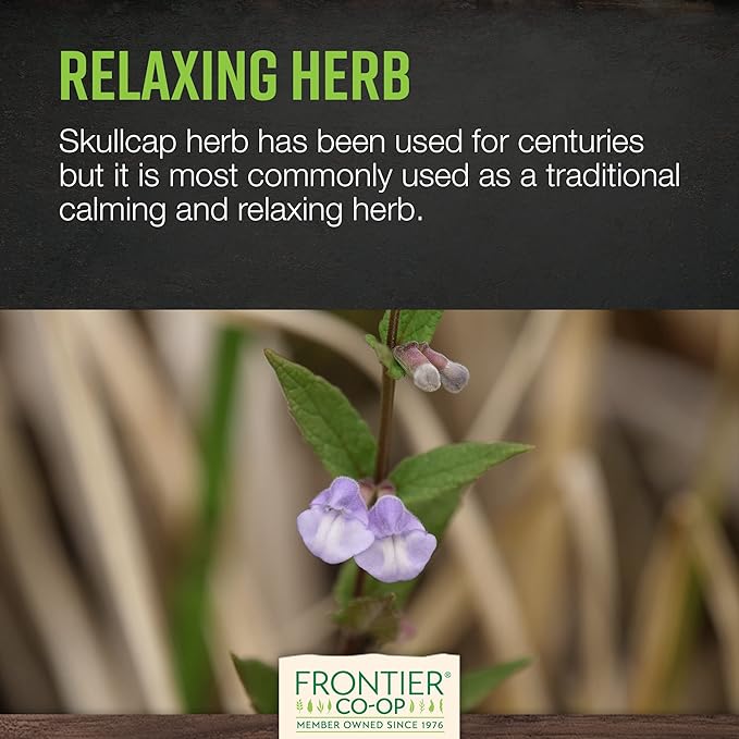 Frontier Co-op Organic Scullcap Herb Cut & Sifted Certified Organic Herbal Supplement 1lb - Skullcap Herb for Tincture, Tea, Supplement