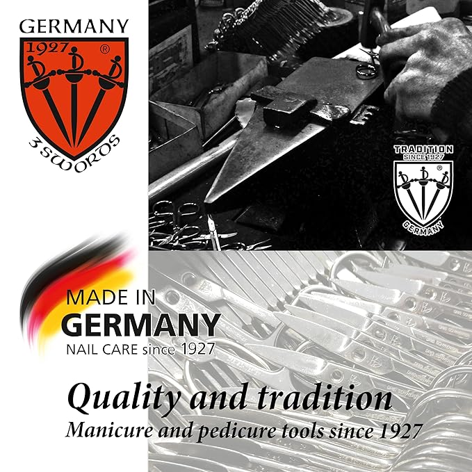 3 Swords Germany - brand quality 5 piece manicure pedicure grooming kit set for professional finger & toe nail care tweezers file clipper fashion leather case in gift box, Made by 3 Swords (17719)