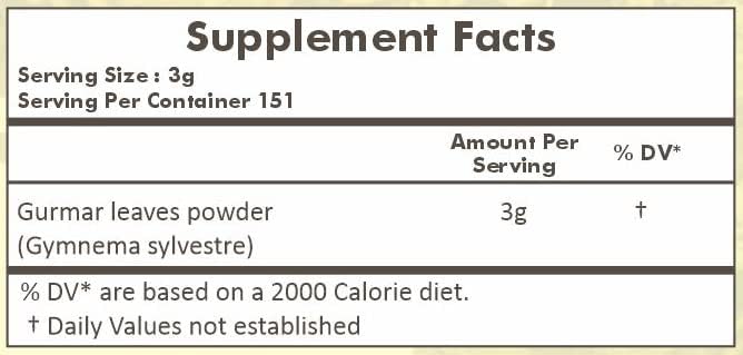 HERBAL HILLS Gurmar Powder (Gymnema sylvestre/Natural Gudmar Leaf/Leaves Powder) | 16 Oz (454 GMS) | Help to Maintain Normal Glucose Levels
