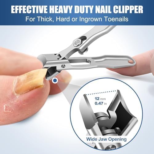 German Nail Clippers Stocking Stuffers for Men, Large Wide Jaw Toenail Clippers for Men Women, Heavy Duty Ultra Sharp Stainless Steel Anti-Splash Toe Nail Clippers for Seniors