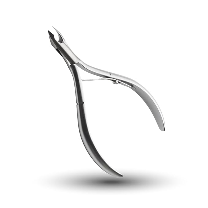 Rui Smiths Ultra-Premium Stainless Steel Cuticle Nippers - Professional Stainless Steel Cuticle Cutters - Spanish Handle, Rounded Box Joint, Matte Chrome Plated - 4mm Jaw, Single Spring