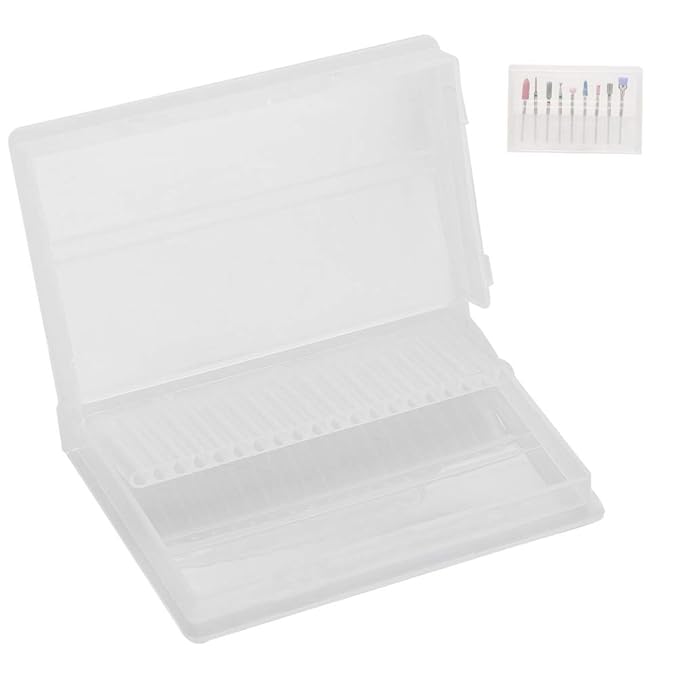 Nail Drill Bit Case, 20 Slots Nail Drill Bit Case Holder Manicure Tool Organizer Displayer Stand Nail File Bit Case Holder