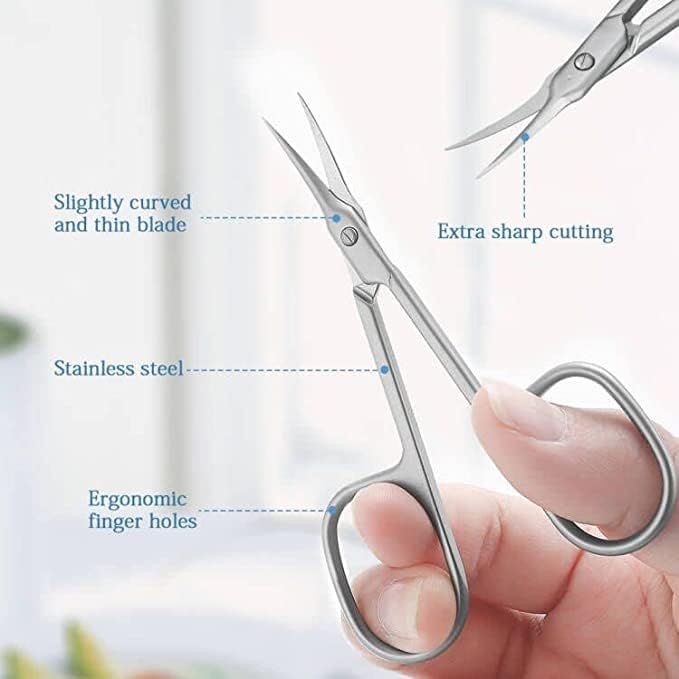 AOMIG Cuticle Nail Scissors, 2PCS Sharp Curved Multi-Purpose Stainless Steel Beauty Scissors Manicure Cutter for Nail, Toenail, Eyebrow, Eyelash