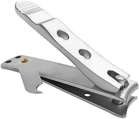 Kohm Curved Blade Edge Nail Clipper with Nail File (Swing Out), SS Wide Jaw Toenail Clippers for Thick Nails, Large Nail Clippers for Men, Seniors, Women