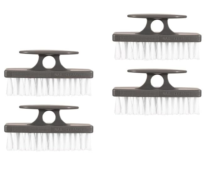 Superio Nail Brush for Cleaning Fingernails, Nail Scrubber Brush, Toe Foot Hands Fingernail Brush Cleaner- Small Scrub Brush- All-Purpose Stiff Cleaning Brush (4, Black)