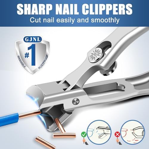 German Nail Clippers Stocking Stuffers for Men, Large Wide Jaw Toenail Clippers for Men Women, Heavy Duty Ultra Sharp Stainless Steel Anti-Splash Toe Nail Clippers for Seniors