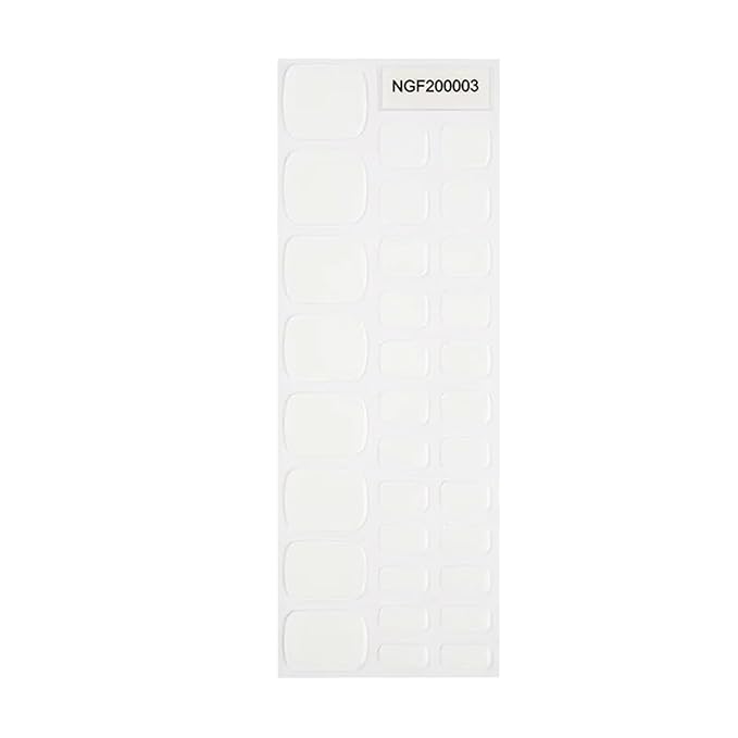 Semi Cured Gel Toenail Strips, 32 Snow White Gel Toenail Stickers - Works with Any UV Lamps Pedicure Strips Full Nail Wraps with Nail File & Wood Stick
