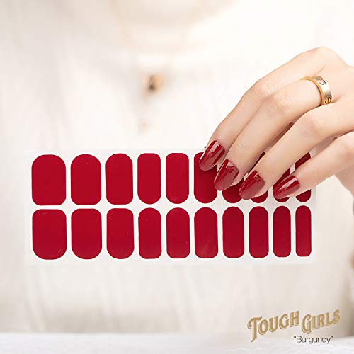 | 20 Exquisite Gel Nail Polish Strips w/Application Accessories - No UV/LED Lamp Required (Burgundy)