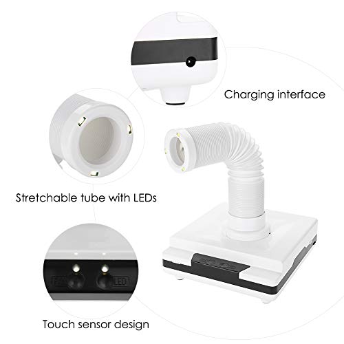 Sonew 2 in 1 Powerful Nail Dust Suction Collector 60W Strong Power Nails Fan Dust Remover Collector Manicure Vacuum Cleaner Telescopic Tube Retractable Elbow Design(US Plug)