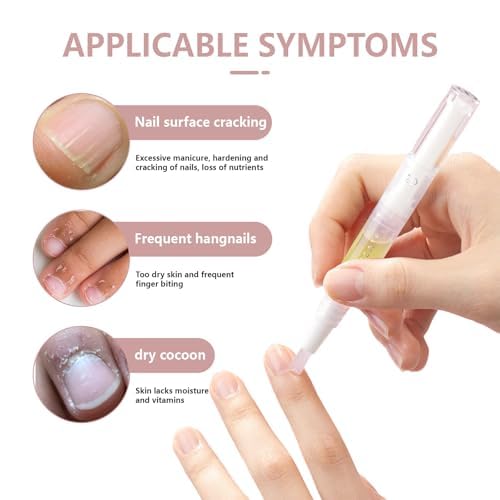 Cuticle Oil Pen - Nail & Cuticle Care with Vitamin E & Jojoba, Moisturizing & Softeningfor Dry Cuticles, Easy Brush Applicator for At-Home & On-the-Go Nail Care