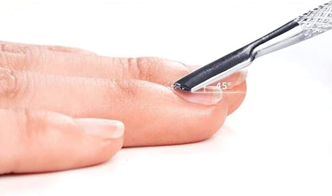 1 Pc Silver Cuticle Pusher and Spoon Double-end Nail Cleaner Stainless Steel Cuticle Remover Manicure Nail Dirt Cleaner Tool Practical