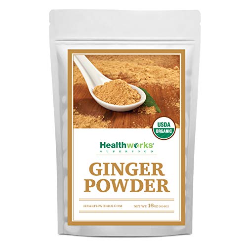 Healthworks Superfoods Organic Ginger Powder - 16 Oz / 1 Lb - Ground, Raw & All-Natural - Keto, Vegan - Great with Coffee, Tea & Juices - Superfood/Spice