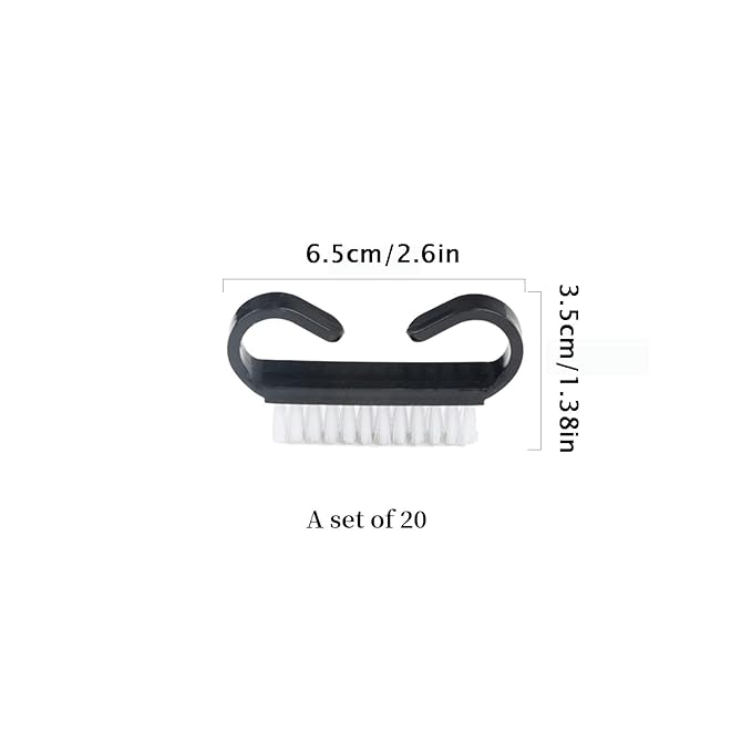 Nail Cleaning Brush- 20 Pcs Home Plastic Nail Brushes with Black Handle Grip Fingernial Brush Cleaner Travel Portable Nail Art Manicure Tools for Toes and Nails