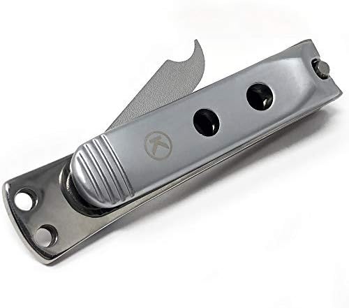 Kohm Curved Blade Edge Nail Clipper with Nail File (Swing Out), SS Wide Jaw Toenail Clippers for Thick Nails, Large Nail Clippers for Men, Seniors, Women