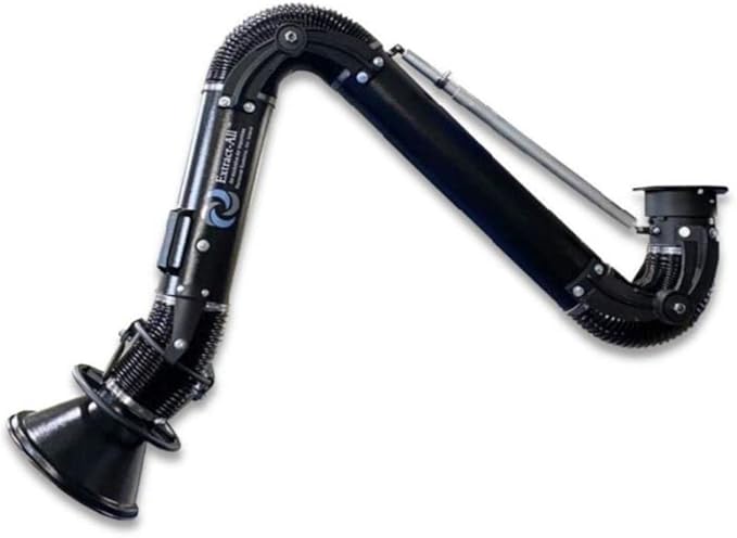Extract-All Wall-Mounted Dust Absorber for Air Purification, Expanded Diameter Capture Hood Welding Fume Extraction and Source Capture Arm Smoke Absorber with 180° Arm Swing (Black, 6"x84")