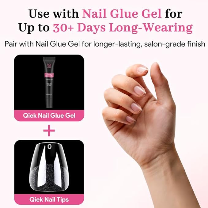 Extra Short Coffin Fake Nail Tips, 15 Sizes 240 PCS Clear Half Matte Press On False Nail Pre-shaped Half Soft Cover Gel Nail Tips Extensions Thick Long Lasting for DIY Beginners & Salon Manicure