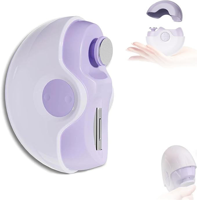 Electric Nail Clipper, 2 in 1 Electric Polishing Automatic Nail Clippers, Portable Electrics Nail Trimmer with Nail Chip Storage, Automatic Nails Clipper for Adults Children Elderly (Purple)
