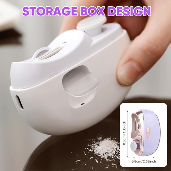 Electric Nail Clippers with Light, Baby Nail Ttrimmer Electric Automatic Finger Toe Clippers Fingernail Grinder Nail Filer Electric for Senior Adults Dual-Speed Child-Lock (White)
