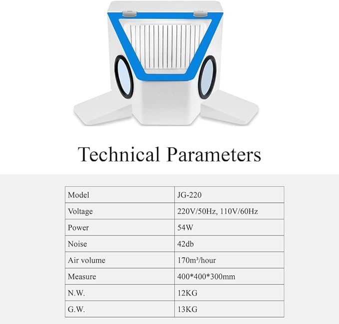 Dust Collector Extractor with Shadowless Lamp for Sandblasting and Grinding Vacuum Cleaner JG-220
