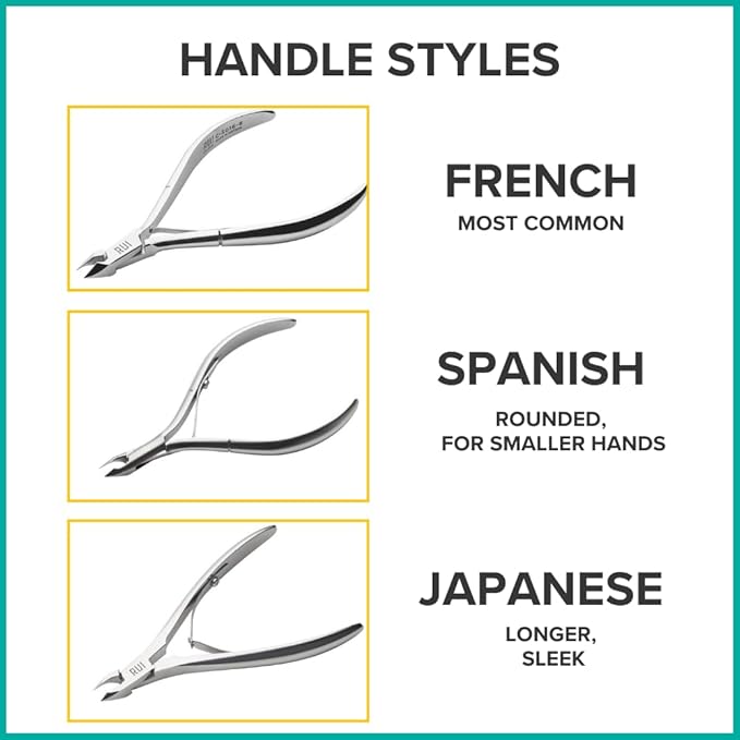 Rui Smiths Ultra-Premium Stainless Steel Cuticle Nippers - Professional Stainless Steel Cuticle Cutters - Spanish Handle, Rounded Box Joint, Matte Chrome Plated - 5mm Jaw, Single Spring
