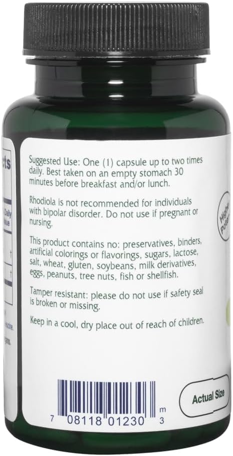 Vitanica Rhodiola Rosea Root Extract 200mg, Dr. Formulated, 3% Rosavins & 1% Salidroside, Rhodiola Root 85mg, Vegan, 60 Capsules