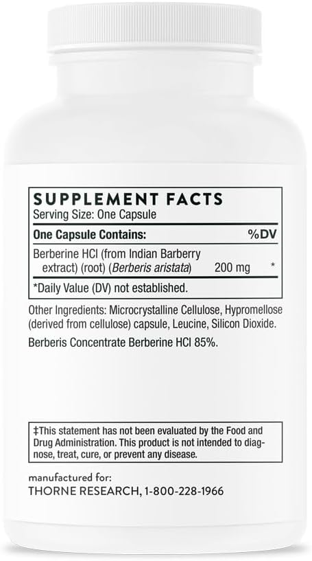 THORNE - Berberine - 200 mg (Formerly Berbercap) - Supports Heart Function, Immune System and Gut Health* - 60 Capsules