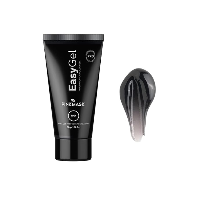 PINK MASK Easy Gel 1oz 30g-Black, Professional Builder Enhancement Gel-Quick Nail Extension for Beginner DIY, Nail Strengthener-Long Lasting-Salon Quality-Thickening Solution