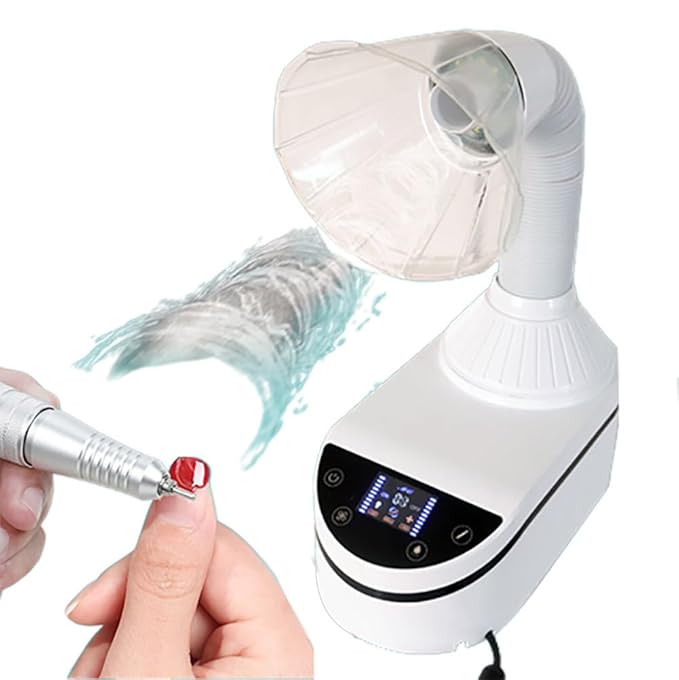 Nail Dust Collector 230W With LED Light and Drill 100-230V Multifunctional Extractor for Acrylic Gel Nails, Salon (Machine With Filter)