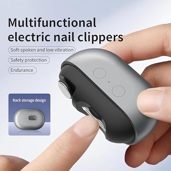 Imwing Easyclip, Imwing Nail Clipper,Electric Nail Grinder & Trimmer 2 - in - 1 with LED Light, Safe Automatic Nail Clipper for Seniors, Adults, Kids, Baby (Dark Gray)