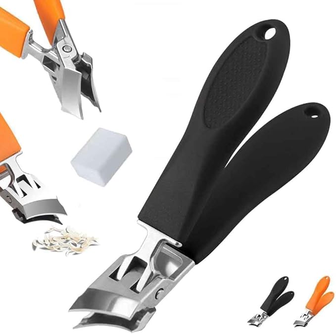 Wide Jaw Opening Anti-Splash Slanted Nail Clipper, 2025 Upgrade Fingernail and Toenail Clippers for Ingrown Nails, Curved Toenail Clipper Wide Jaw Toenail Clippers (Black)