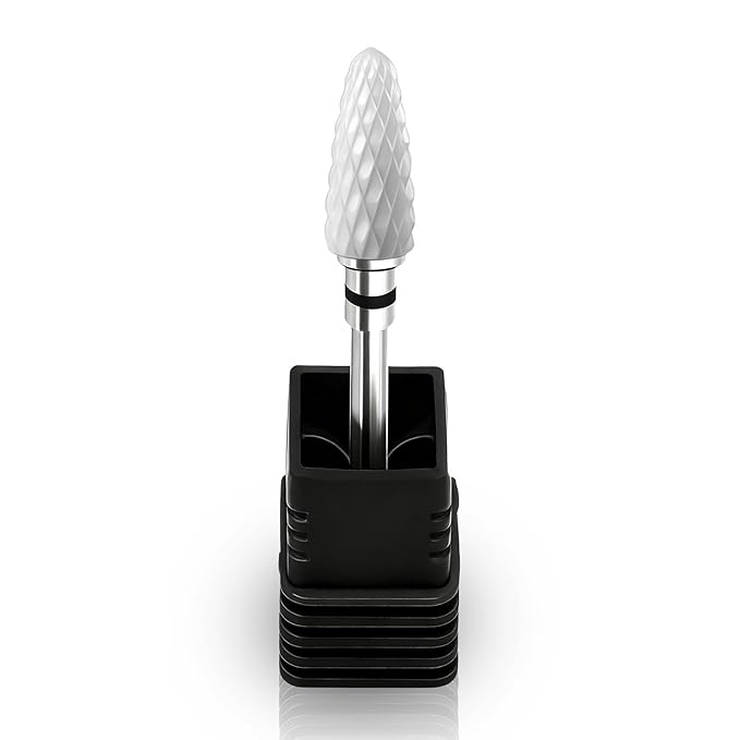 Fantexy 3/32" Ceramic Nail Drill Bit - Remove Acrylic Hard Gels Quickly and Safely,White Ceramic Cone File Bit for Nail Art,Manicure,Pedicure,Gel,Cuticle Clean(Extra Coarse - XC)