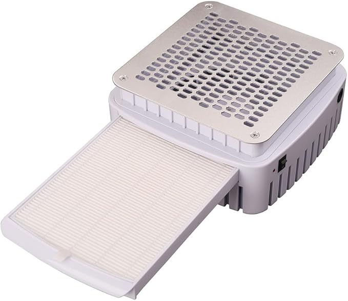 13-Watt Corded Electric Nail Dust Collector with Reusable Filter, Dual-Use Built-in or Tabletop Powerful Suction Machine for Acrylic Nail Polishing, Professional for Salon and Home Use (White)